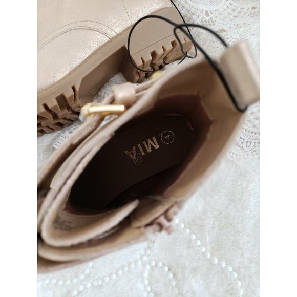 Mia Buckle Hiking Shimmer Rose Gold Boots Suzie Side Zip Up Round Toe Girls 4M - Picture 7 of 9